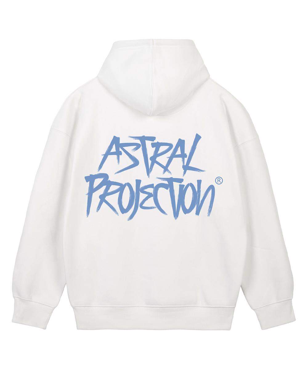 Astral Projection Graffiti Lettering Oversized Wide Shoulder Hoodie_White Xl