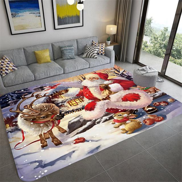 

Веселый Рождественский ковер Санта-Клаус Гостиная Кухня Нескользящий ковер Лицевая ткань Коврики Дверные коврики Открытый вход Украшение дома 40x60cm