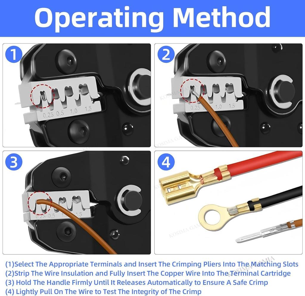 Terminals Crimp Pliers Interchangeable Dies Wire Crimper Crimping Tools Ratcheting SN-48B/SN-58B PH2.0 XH2.5 JST2.5 VH3.96