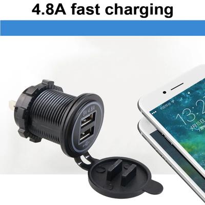 4.8A çift USB şarj soketi hızlı şarj güç çıkışı adaptörü araba motosiklet kamyon RV tekne için su geçirmez