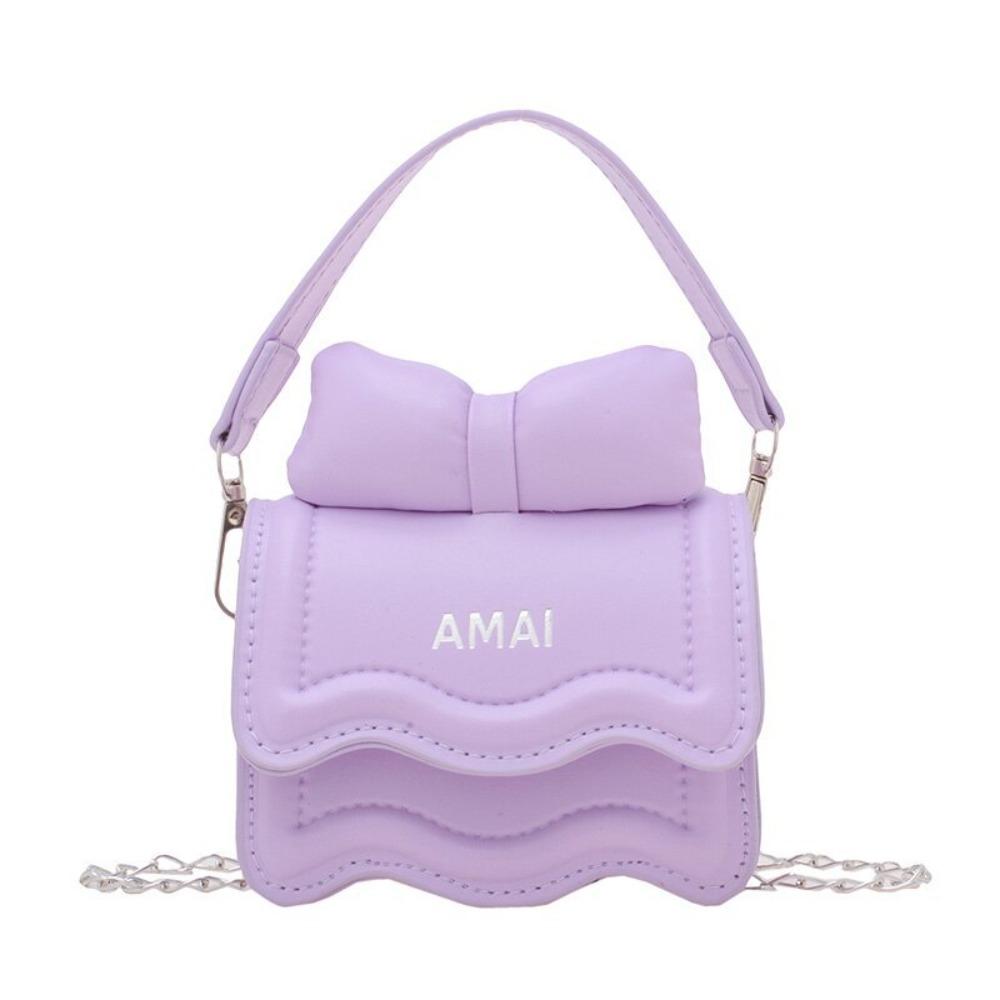 

Chain Sweet Shoulder Bag Solid Color Children Handbag Lovely Mini Bow Crossbody Bag Girls фіолетовий
