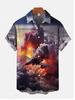 Fighter Series 1D Digital Printing Men's Hawaiian Shirt Short Sleeve Wholesale