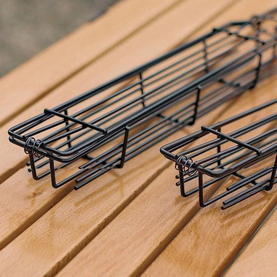 Barbecue Grill Baskets for Meat Vegetables Lockable Grille Rolling BBQ Cage with Wooden Handle Barbecue Net Rack for Shrimp Fish Veggies
