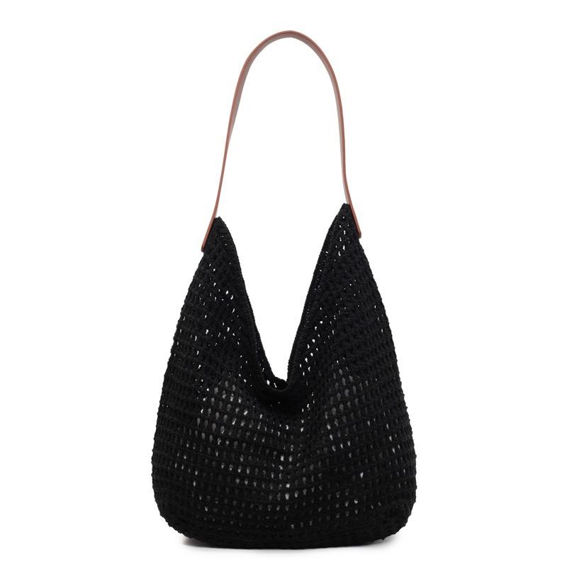 Lazy wind tote bag women's new niche high-end woven bag seaside vacation shoulder bag