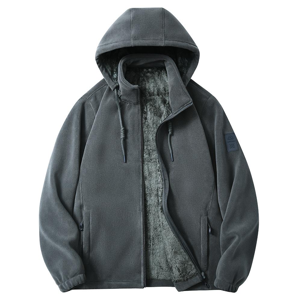 

New Autumn and Winter Warm and Cold-proof Hooded Fleece Thickened Fleece Jacket for Men and Women 4XL