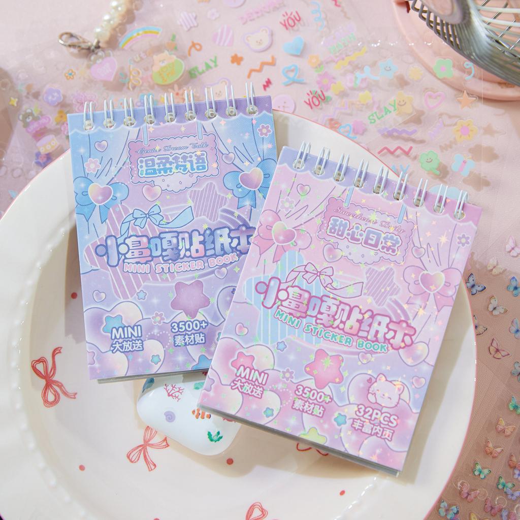 32sheets Kawaii Mini Sticker Die-cutting Sticker book Kpop Toploader Decorative Stickers Nail Sticker Set Stationery