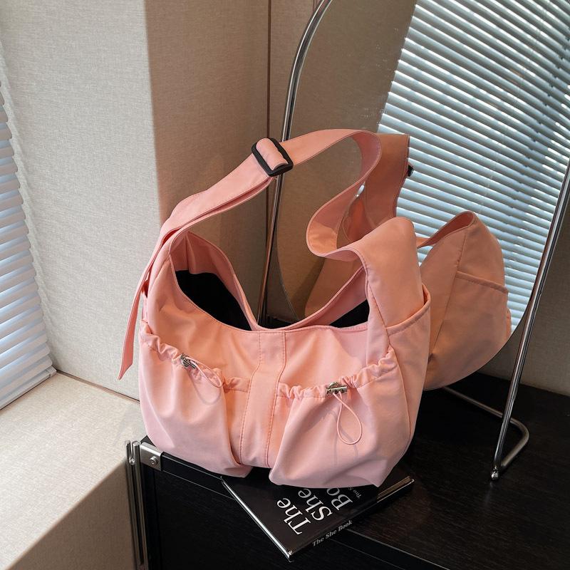 Large capacity women's bag new niche lazy wind summer shoulder messenger bag pleated commuter dumpling bag