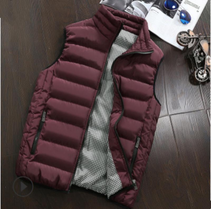Herren Winter Stehkragen Warme ärmellose Jacke Ultraleichte weiße Freizeitweste Herrenweste Große Größe M-5XL