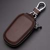Men's Universal Cowhide Leather Car Key Case with Car Logo and Waist-Hanging Zipper