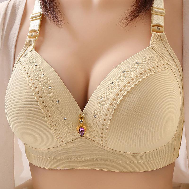 Large Size Full Cup Beautiful Back Adjustable Mother's Underwear Side Anti-sagging No-wire Bra