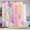 Colorful Mandala Shower Curtain Pink Purple Yellow Blue Floral Design Bathroom Decoration Waterproof Fabric Shampoo Bag Home Acc