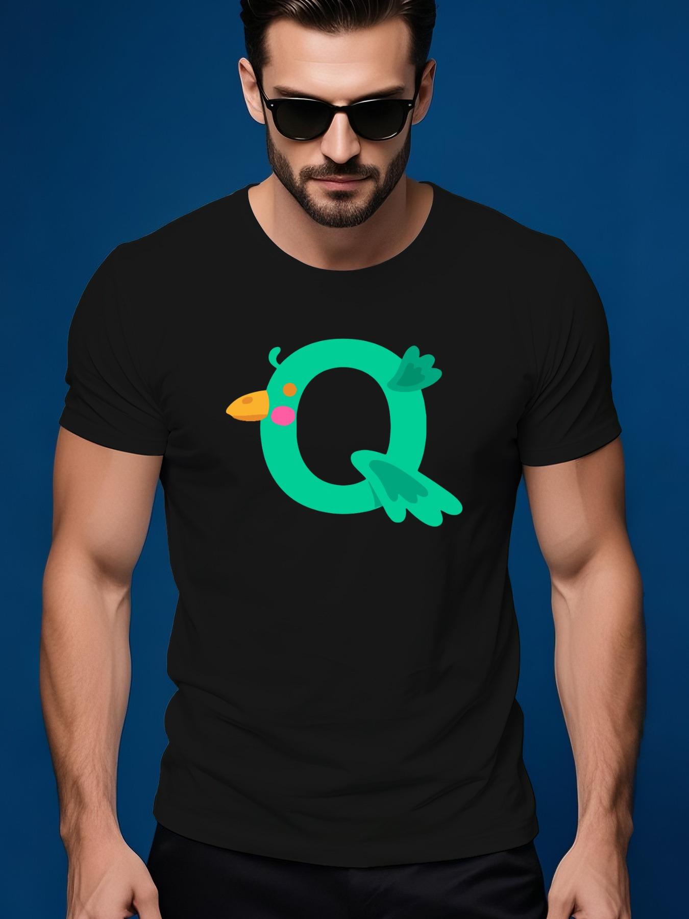 Summer Tshirt with Colorful Q Graphic - Soft Cotton L
