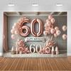 60 Years Old Backdrop Supplies Gold Pink Balloons Glitter Background Banner 60th Birthday Party Decorations Photography Props