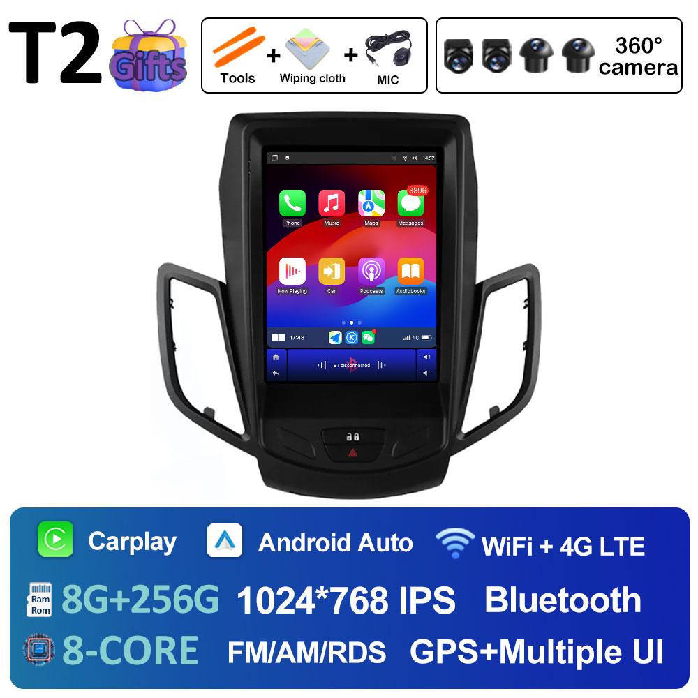 Wireless Carplay DSP Stereo For Ford Fiesta MK7 2009 2010 2011 2012 2013 2014 2015 2016 Android 14 Cooling fan GPS Navigation BT