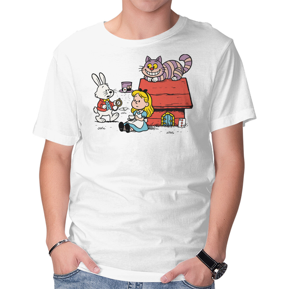 Unisex Crew Neck T-Shirt Wonderful Alice Graphic Short Sleeve Casual Tee XS