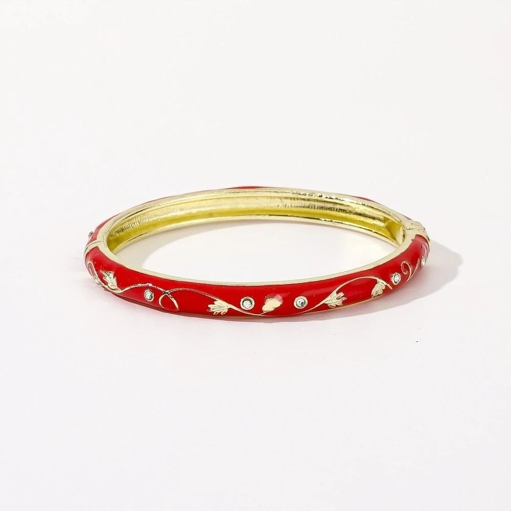 Small Floral Chinese Flower Bangle Enamel Women's Hand Bracelet Vintage Cloisonne Bangle Ladies