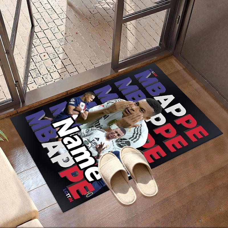 Custom Name Personalized Kylian Mbappe Print Carpet, Versatile Home Decor Rug, for Playroom, Apartment, Balcony, Entryway, Hallway Gift