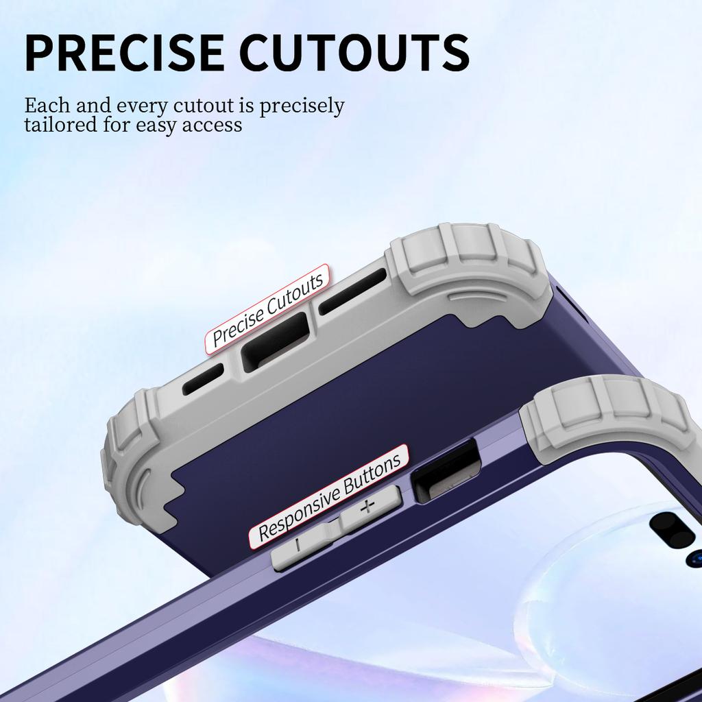 For iPhone 15 Pro PC+Silicone Phone Case 3-in-1 Protective Phone Cover