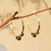 Autumn and winter geometric Maillard natural tiger's eye stone temperament beaded earrings retro style earrings high-end stud earrings