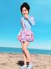 2026 Long Sleeve Girls' One-Piece Swimsuit Skirt Style with CPC Certification for Medium and Large Children
