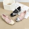 Fashion Spring  Autumn Sweet Wind Butterfly Knot Flat Heel Women's Shoes with Shallow Mouth One Button Strap Flat Bottom Single Shoes