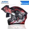 Jiekai Men's DOT Standard Flip-up Electric Motorcycle Helmet with Double Visor, All-Season Safety Gear