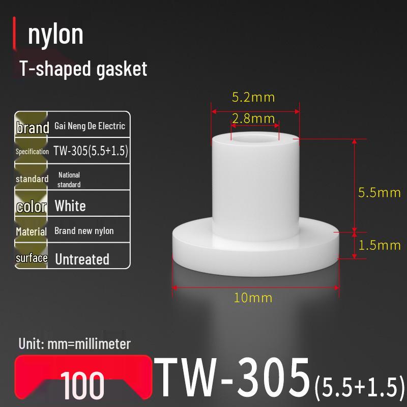 T-Shaped Nylon Gasket Ring Screw Shaft Sleeve with Concave-Convex Insulation Pad M2