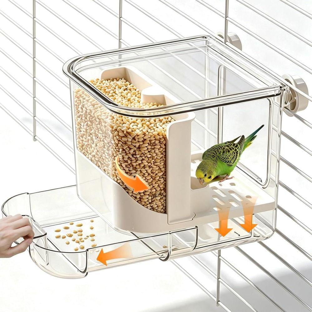 Splash-Proof Small Pet Hanging Cage Large Capacity Bird Bath Hanging Cage Feeder Parrot