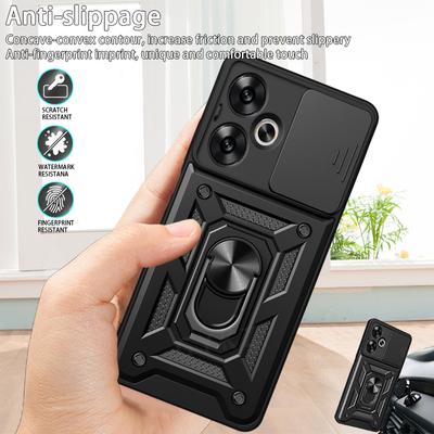 For Xiaomi Poco C65 5G Case Slide Camera Armor Phone Case For Poko Little Poco C65 C 65 POCOC65 5G Magnet Ring Holder Back Cover