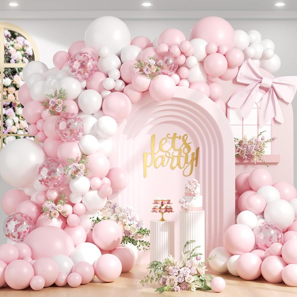 Pastel Pink Balloons Arch Kit Baby Pink White Ballon Garland Birthday Party Baby Shower Gender Reveal Wedding Anniversary Globos
