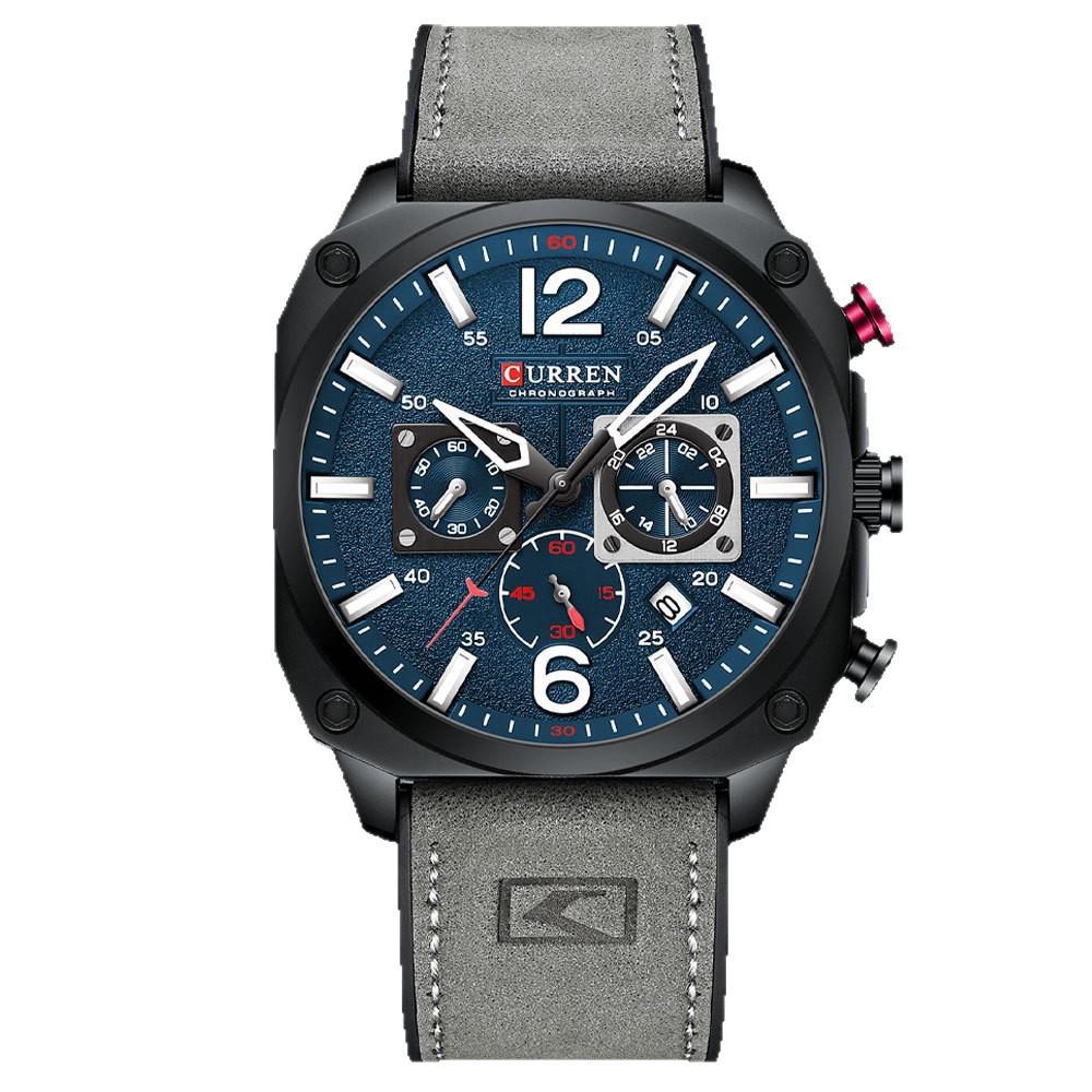 Curren 8398 Men's Multifunctional Leather Strap Calendar Watch