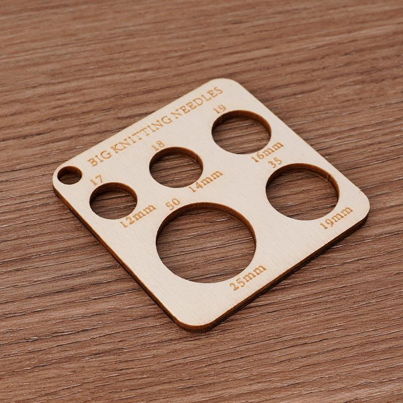 Pengukur Jarum Rajut Kayu Pengukur Jarum Jahit Persegi Alat Rajut dan Jahit