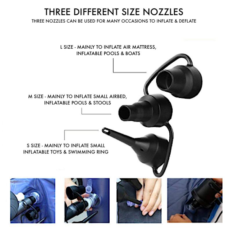 Non-Toxic 220V Electric Inflatable Pump Quick Air Filling Compressor With 3 Nozzles For Car Camping Life Buoy Boat Cushion Home Use