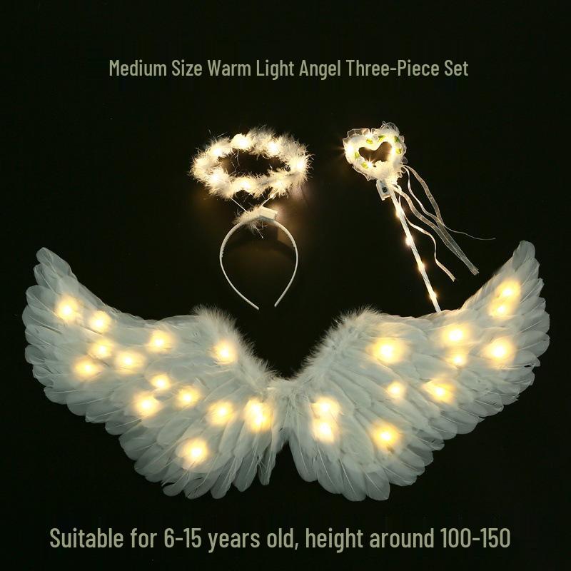Children's Glowing Angel Feather Wings Costume Prop for Girls & Adults - Fairy, Elf, Cosplay & Photoshoots