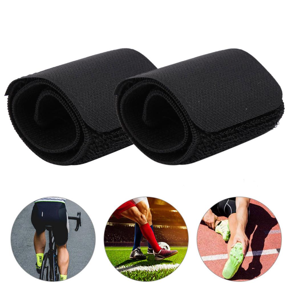 Soccer Shin Guard Fixed Bandage Tape Fastener Shinguard Adjustable Elastic Sports Strap(Black)