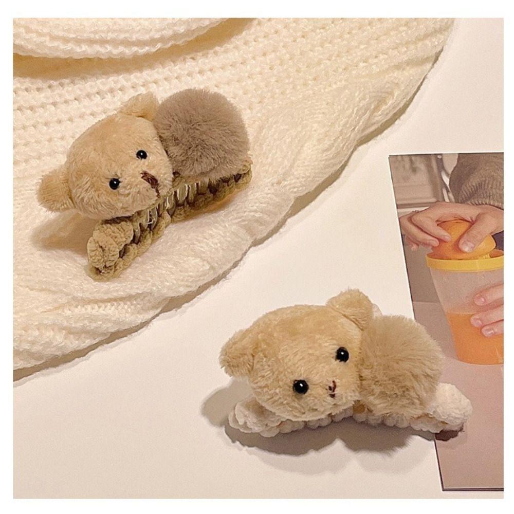 Cute Bear Plush Hair Clip Big Claws Shape Shark Clip Duckbill Hair Clip  Party Accessories