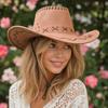 Sombrero de Vaquero Occidental, Sombrero de Gamuza Suave de Ala Ancha para Protección Solar, Sombrero para Acampar al Aire Libre para Hombres Mujeres, Sombrero de Pescador con Toldo Solar para Exteriores con Ajustable