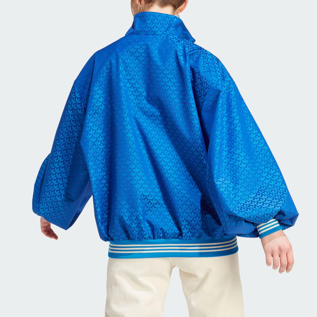 Adidas Originals SS23 Adicolor 70s Retro Series Half-Zip Monogram Logo Printed Sports Jacket Women Jacket Neon-Blue IK7882