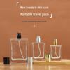 Threaded Flat Square Glass Perfume Bottle, 50ml Press Spray & 30ml Portable Refill, Transparent