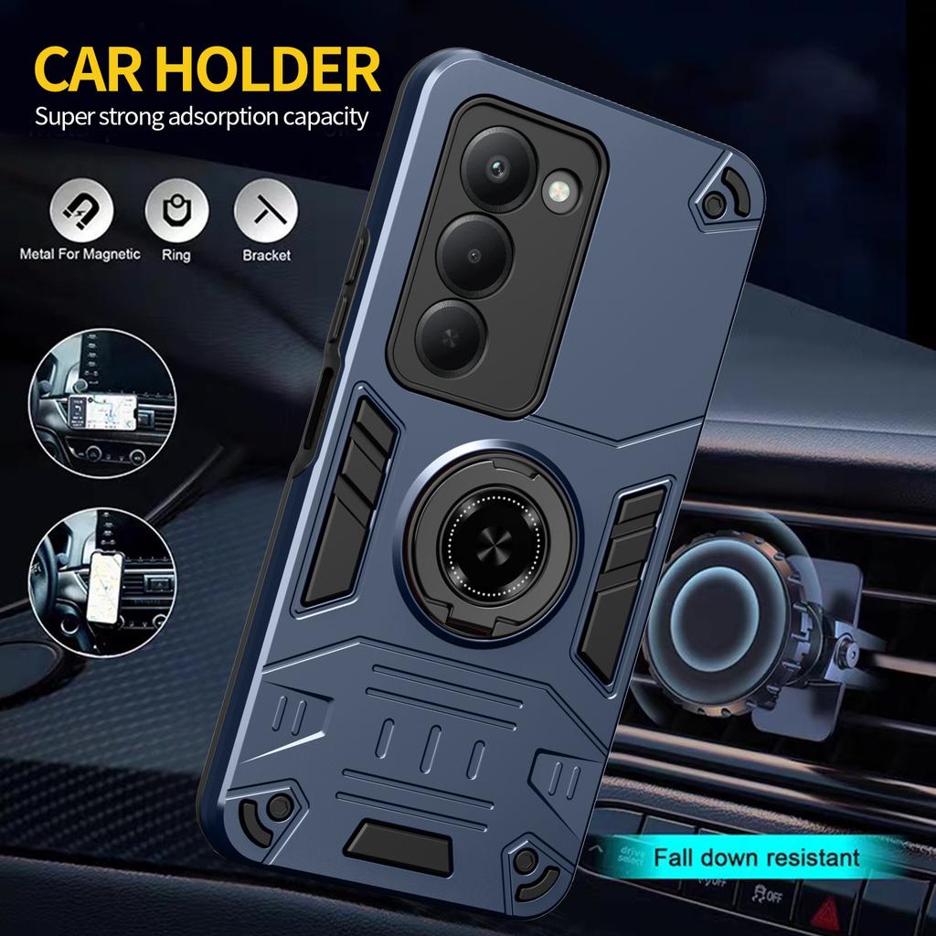 For Xiaomi Redmi 15 4G (EU) (171mm)/Redmi 15 5G (EU) (171mm) Case with Ring Holder Kickstand PC + TPU Anti-Fall Phone Cover
