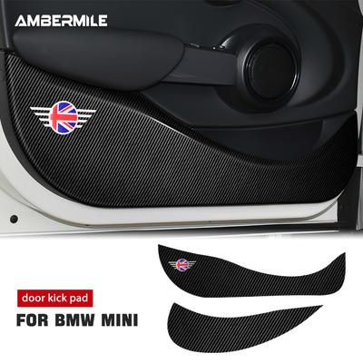 Adesivo de proteção de textura de fibra de carbono de couro para porta de carro, almofada anti-chute para BMW Mini Cooper S F54 F55 F56 F60 R56 R60