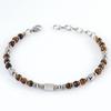 Stainless Steel Natural Stone Bracelet With Obsidian Turquoise Tigers Eye Polished Handmade Fashion Jewelry Men Women