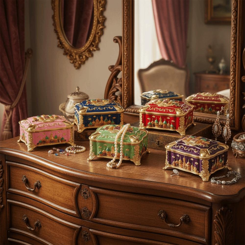 Embossed Castle Jewelry Storage Box Mini Portable Ring Storage Jar Gifts For Friends