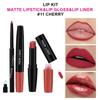Three-in-One Matte Lipstick Set: Lipstick, Lip Liner, and Moisturizing Lip Gloss