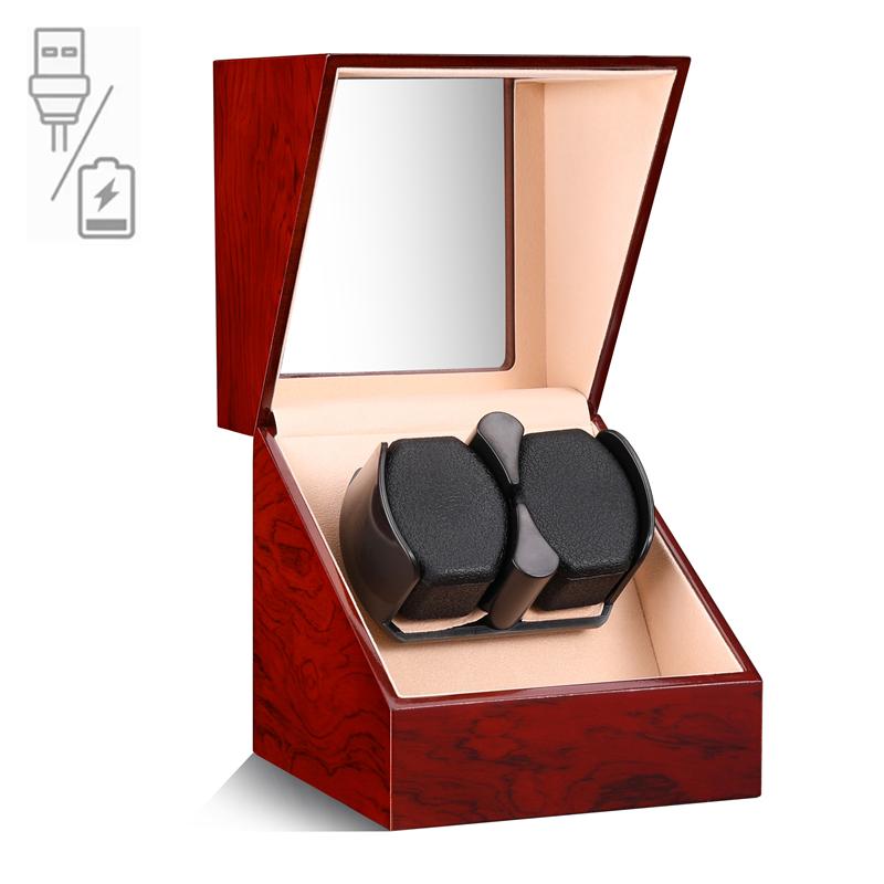Embers Luxry Single Watch Winder Battery Wooden Shaker Watch Box Automatic Winder Glass Storage Case Mabuchi Motro