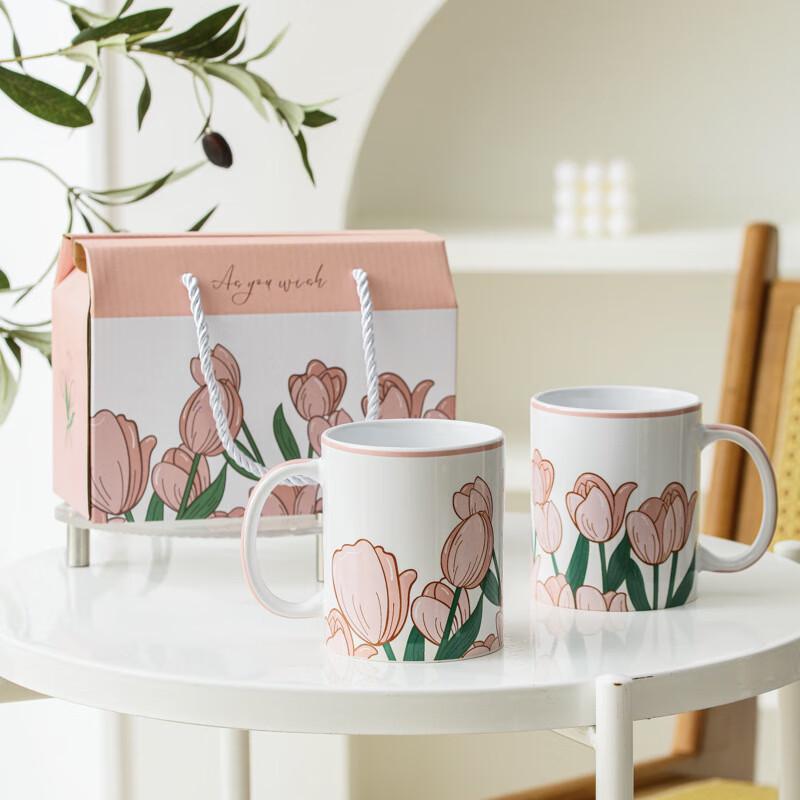 Baizi en Ins-style Tulip Ceramic Mug