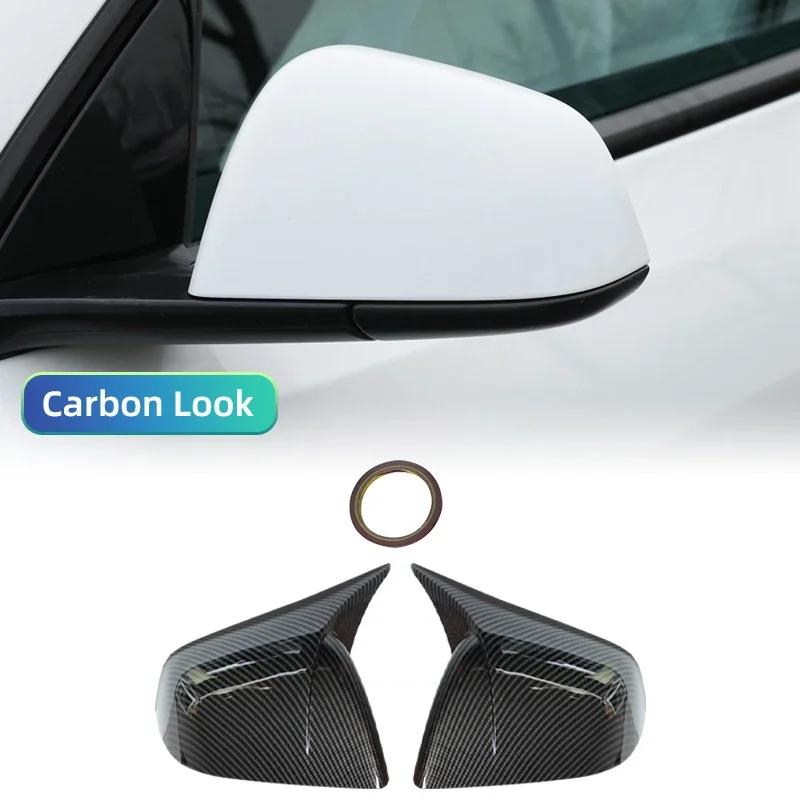 

For Tesla Model Y 2019-2025 Car Rearview Side Mirror Cover Sticker Wing Cap Exterior Door Rear View Case Trim Carbon Fiber
