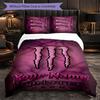 Monster Energy Customized Name Text Bedding Set, 1 Duvet Cover & 2 Pillowcases Personalized Bedroom Gift