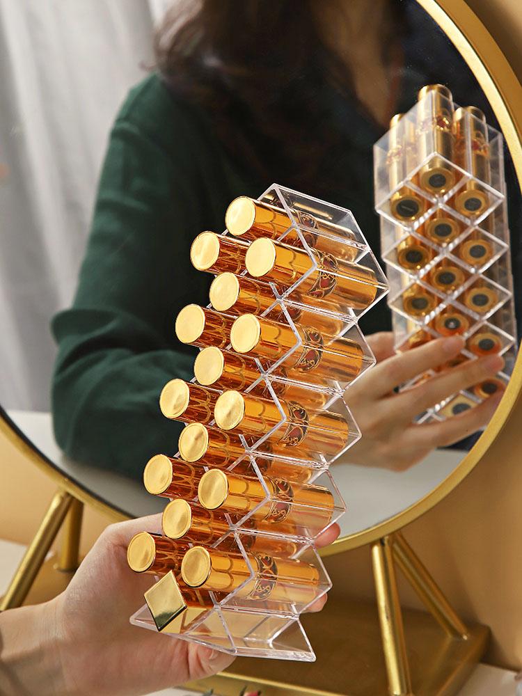 Lipstick Storage Box Desktop Transparent Lip Gloss Storage Box Display Rack Minimalist Lipstick Rack 16-grid