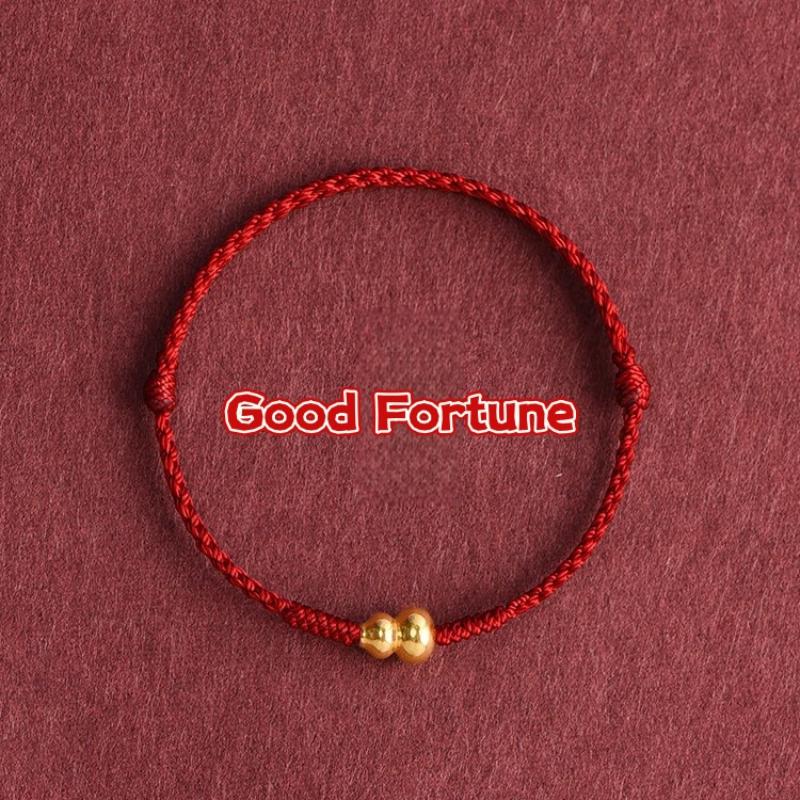 Fashion Handmade Woven Red Rope Bracelet For Couple Lucky Gold Color Calabash Charm Bracelet Good Fortune Bracelet New Year Gift